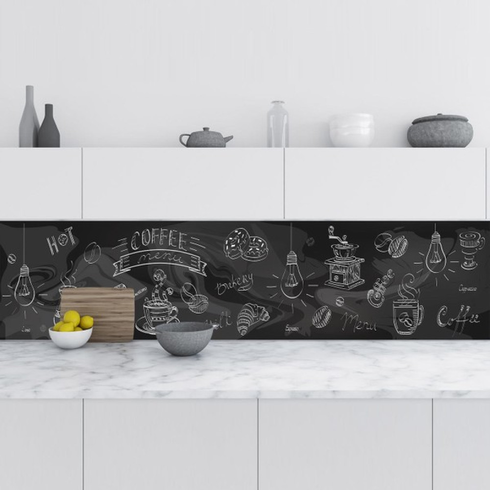 Sticker Art Mutfak Tezgah Arası Folyo Fayans Kaplama Folyosu Coffee Menu 60X400 cm - 60 cm - Renkli Yapı Kimyasalları & Yapıştırıcılar Fiyatı