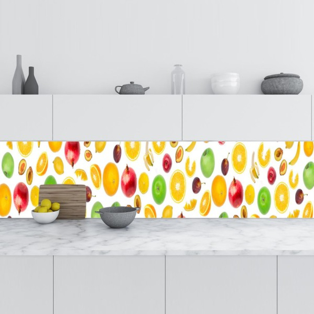 Sticker Art Mutfak Tezgah Arası Folyo Fayans Kaplama Folyosu Meyve Kolaj 60X200 cm - 60 cm - Renkli Yapı Kimyasalları & Yapıştırıcılar Fiyatı