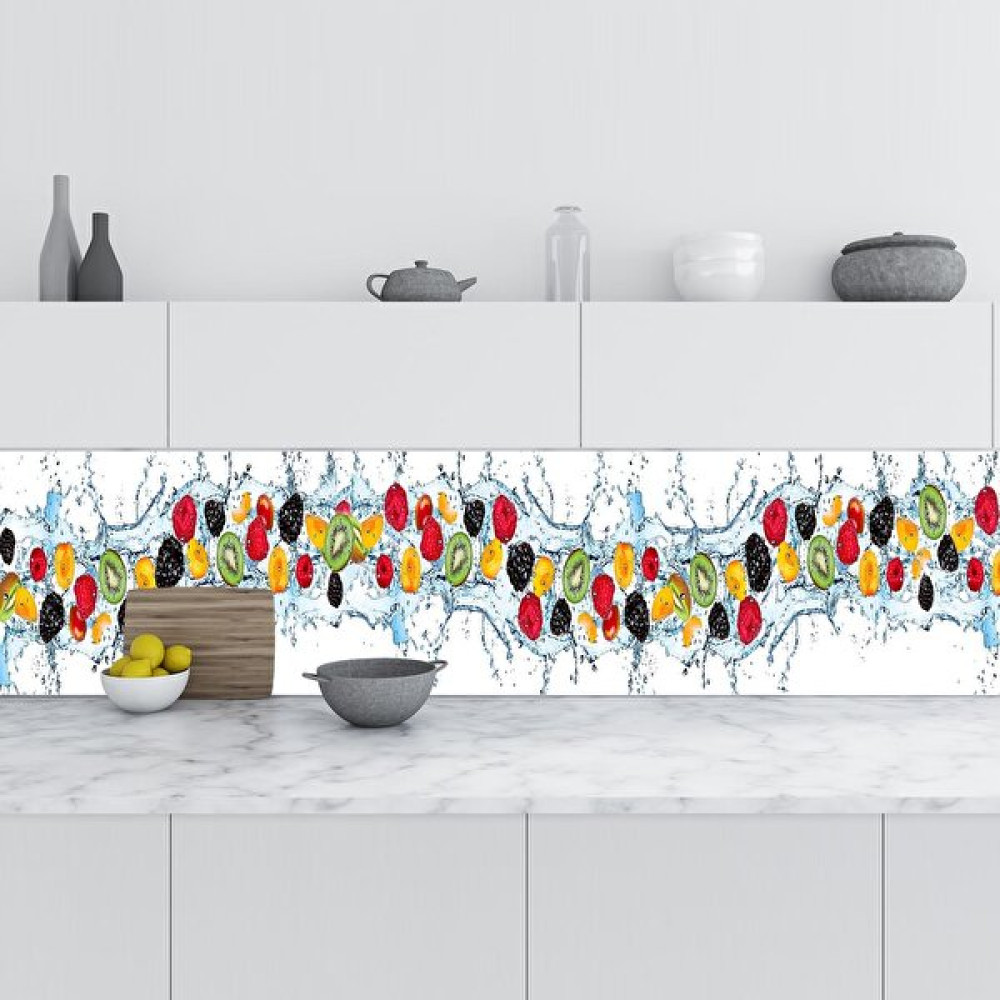 Sticker Art Mutfak Tezgah Arası Folyo Fayans Kaplama Folyosu Meyveler Su 60X500 cm - 60 cm - Renkli Yapı Kimyasalları & Yapıştırıcılar Fiyatı