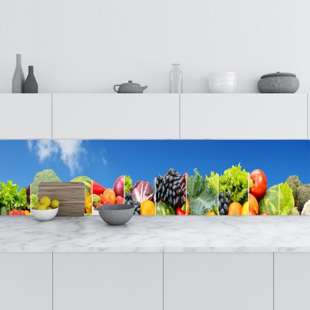 Sticker Art Mutfak Tezgah Arası Folyo Fayans Kaplama Folyosu Panorama Meyve Sebze 60X100 cm - 60 cm - Renkli Yapı Kimyasalları & Yapıştırıcılar Fiyatı