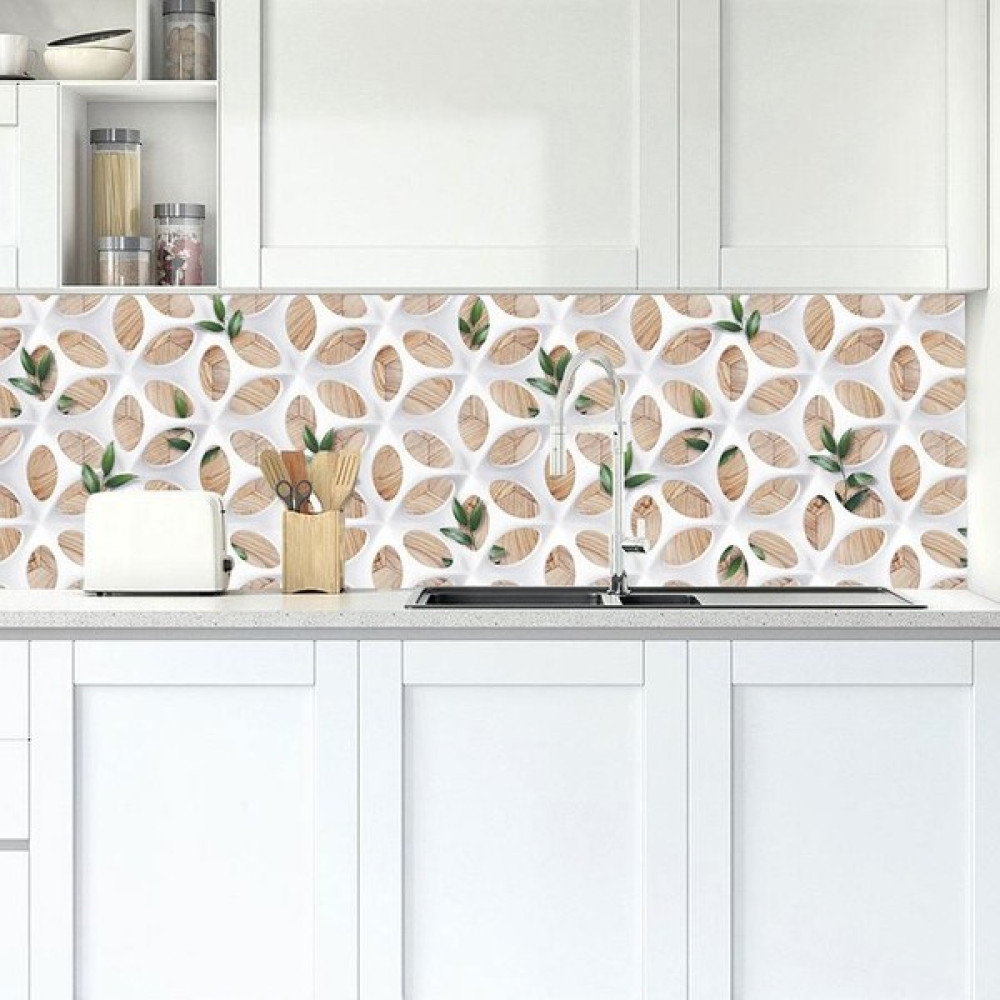 Sticker Art Mutfak Tezgah Arası Folyo Fayans Kaplama Folyosu Yeşil Çiçek Yapraklar - 60 x 300 cm - Renkli Duvar Stickerı Fiyatı