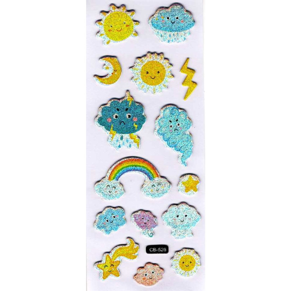 Sticker Kabartmalı Sticker Defter Planlayıcı Etiket (CB526) 16X7 Cm- Yağmur Güneş Yıldırım Okul Etiketi Fiyatı