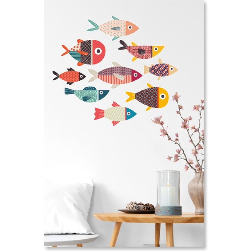 Sticker Sepetim Renkli Desenli Balıklar Dekoratif Duvar Sticker - 50 x 100 cm Duvar Stickerı Fiyatı