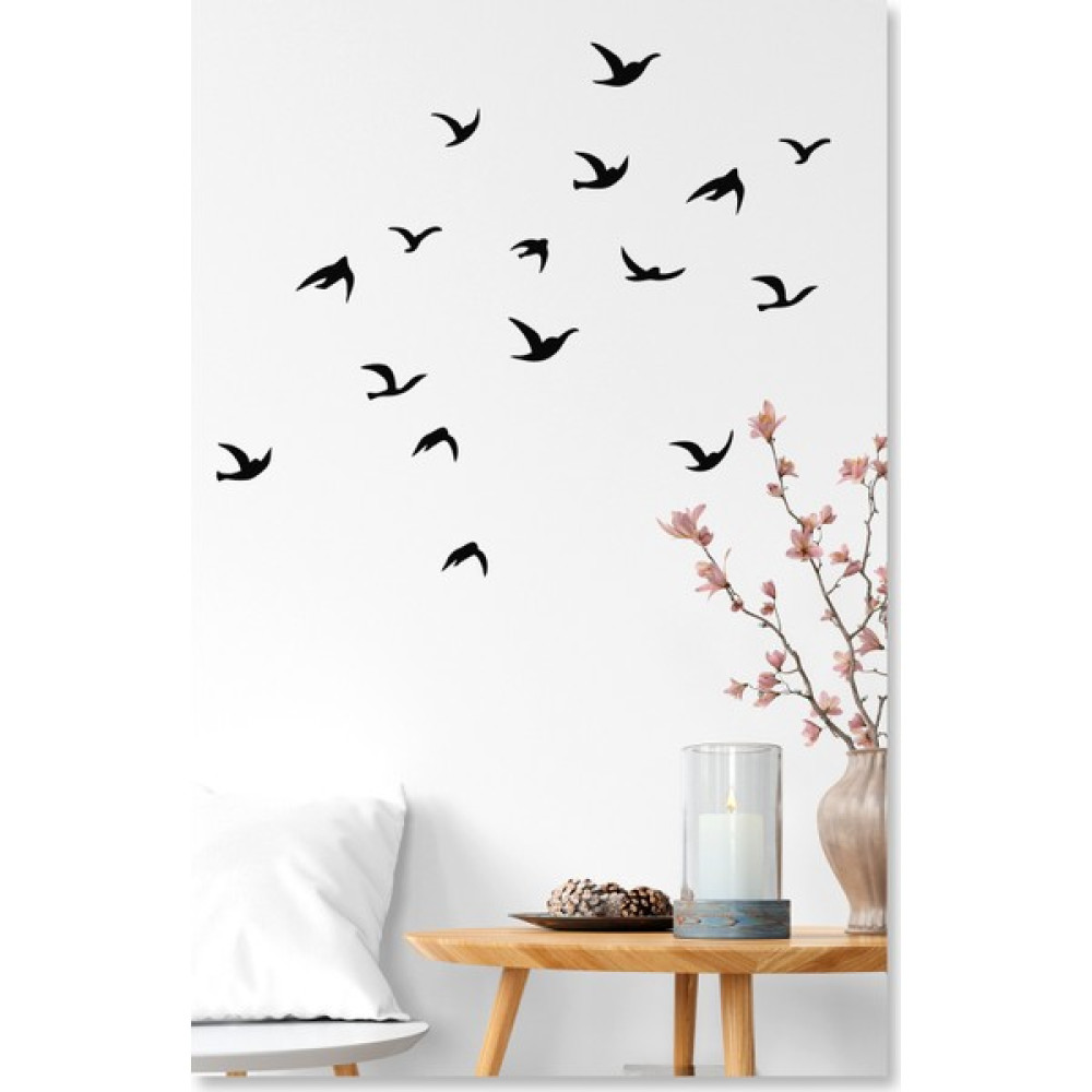 Sticker Sepetim Uçan Kuş Sürüsü Dekoratif Duvar Sticker - Siyah - 73 x 120 cm Duvar Stickerı Fiyatı