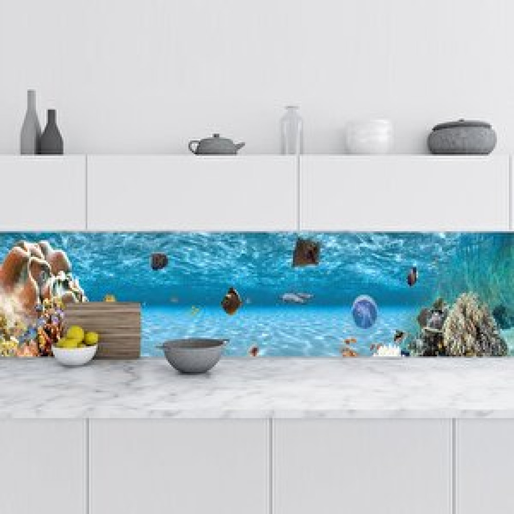 Stickerart Mutfak Tezgah Arası Folyo Fayans Kaplama Folyosu Akvaryum Sualtı 60x300 cm Duvar Kağıdı Fiyatı