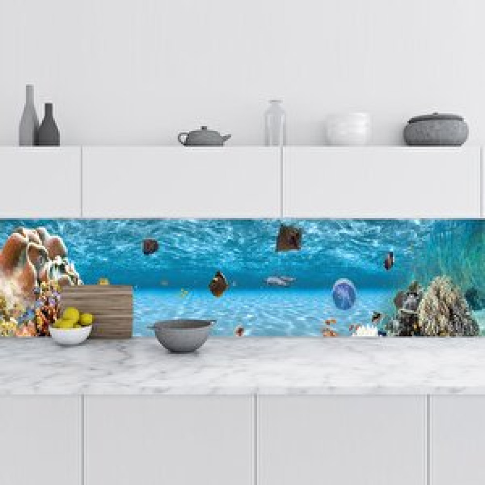 Stickerart Mutfak Tezgah Arası Folyo Fayans Kaplama Folyosu Akvaryum Sualtı 60x400 cm Duvar Kağıdı Fiyatı