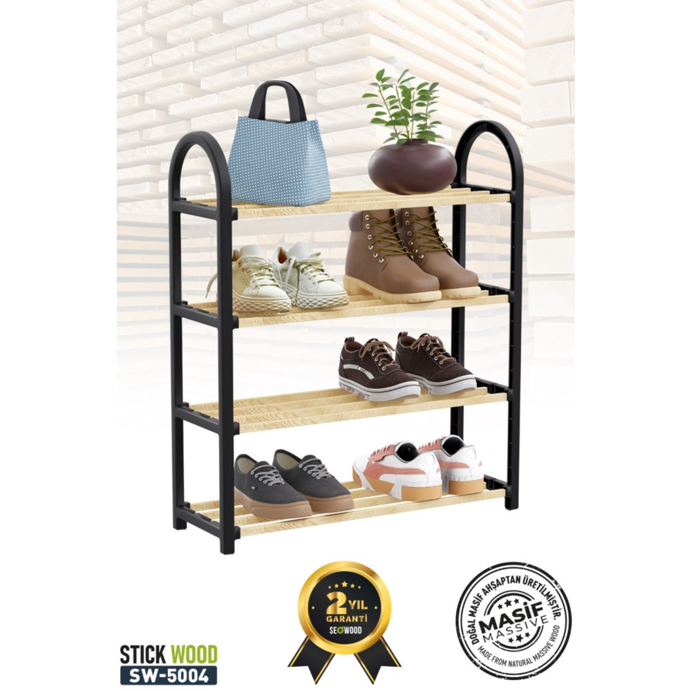 stickwood 4 Katlı 1.sınıf Süper Kalite Masif Ahşap Ayakkabılık 2 Yıl Garantili Sw 5004 Ayakkabılık Fiyatı