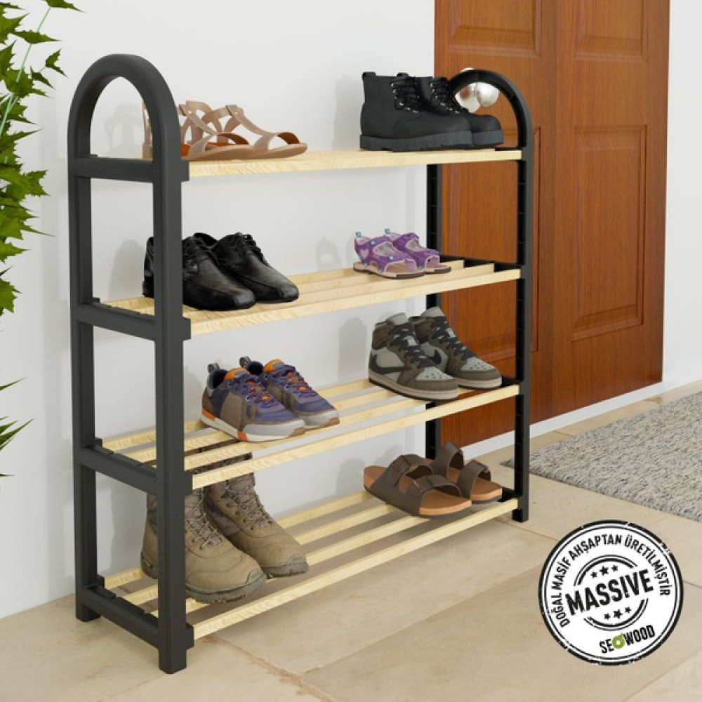 Stickwood 4 Katlı Masif Ahşap Ayakkabılık (12 Çift Ayakkabı Kapasitesi) SW 6504 Ayakkabılık Fiyatı