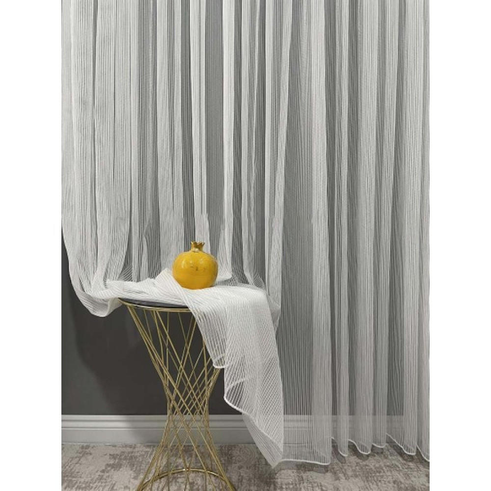 Stil Perde Lüks Kalın Çizgili Tül Perde 1/3 Sık Pile - 100 x 270 cm - Beyaz Tül Perde Fiyatı