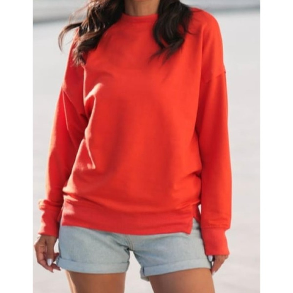 Stildrees Butik Basic Iki Iplik Sweatshirt Turuncu Bayan Sweatshirt Fiyatı