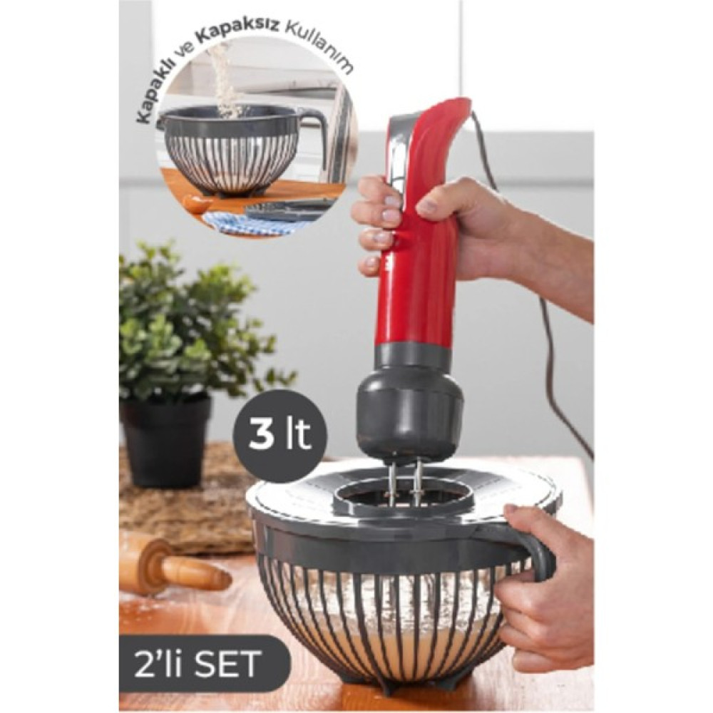 Stile Cucina 2'li Linea Kapaklı Mikser Kabı 3 Litre Siyah Saklama Kapları Fiyatı