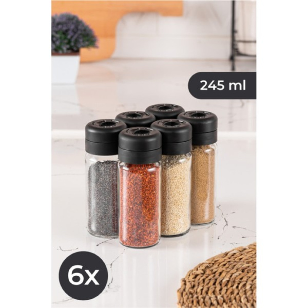 Stile Cucina 6 Adet Büyük Boy Cam Baharatlık Seti - 245 ml - Şeffaf Saklama Kapları Fiyatı