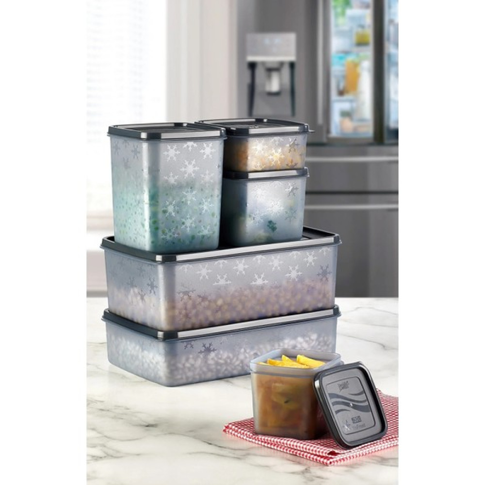 Stile Cucina 6'lı Set No Frost Saklama Kabı Dondurucu ve Buzluk Saklama Kabı Antrasit Saklama Kapları Fiyatı