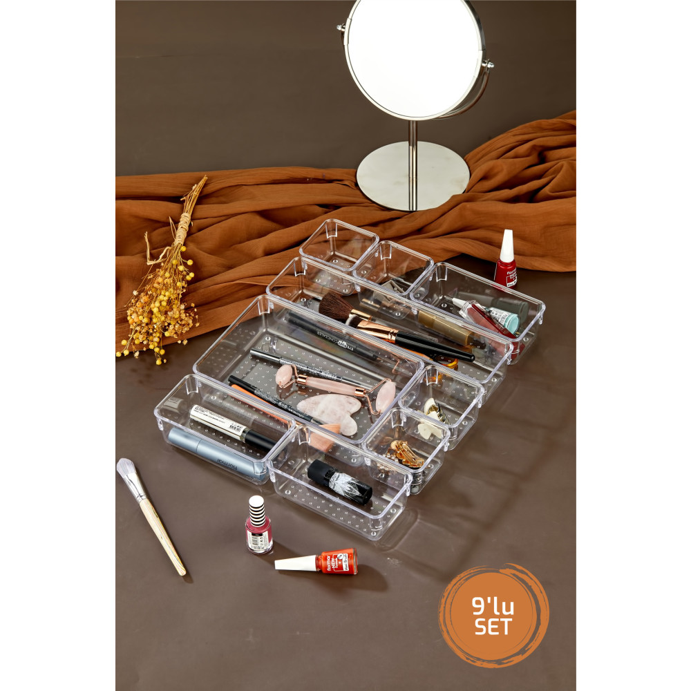 Stile Cucina 9 Parça Ayarlanabilir Çekmece İçi Düzenleyici Makyaj Ve Takı Organizeri Şeffaf Eşya Saklama / Düzenleme Fiyatı