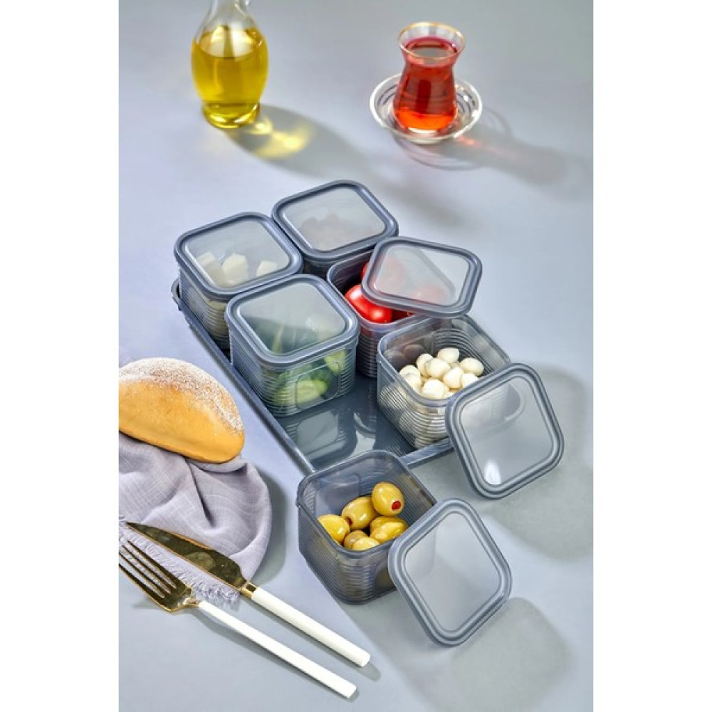 Stile Cucina Kapaklı Kahvaltılık Saklama Kabı 6'lı Kapaklı Antrasit Kahvaltı Takımı Fiyatı