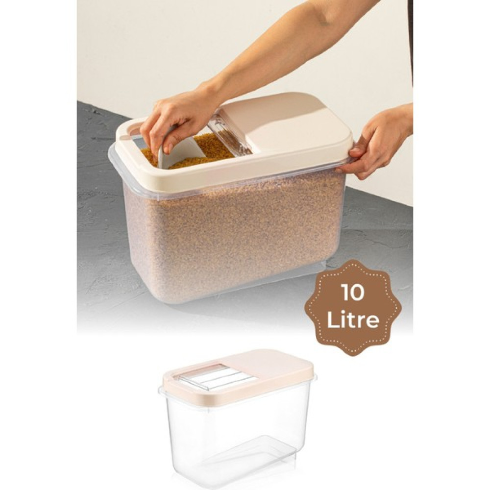 Stile Cucina Multibox 10 Litre Maxi Saklama Kabı Kaydırak Kapaklı Krem Saklama Kapları Fiyatı