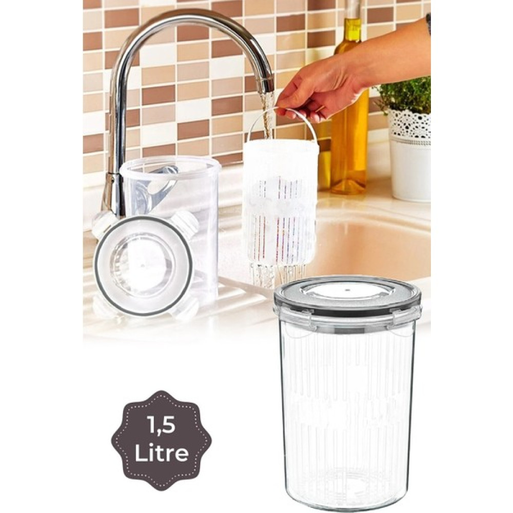 Stile Cucina Süzgeçli Saklama Kabı Zeytinlik Turşuluk 1,5 Litre - 1,5 lt Saklama Kapları Fiyatı