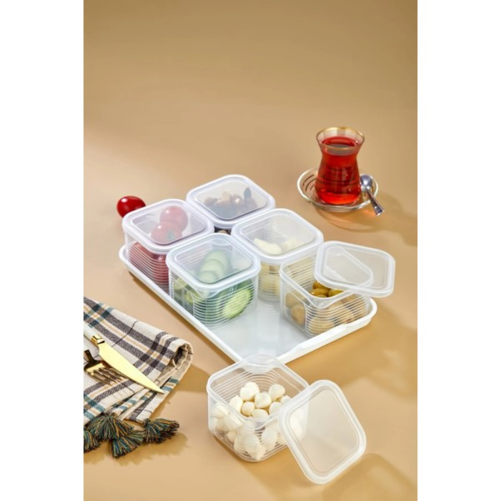 Stile Cucina Tepsili Kahvaltılık Saklama Kabı 6'lı Kapaklı Beyaz Kahvaltı Takımı Fiyatı