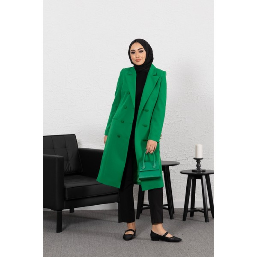 Stilife Uzun Blazer Ceket Yeşil Bayan Ceket Fiyatı