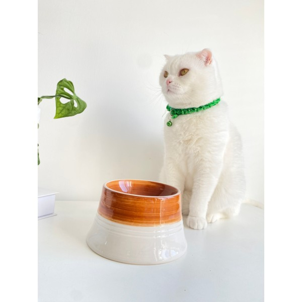 Stilin Bu Seramik Kedi ve Köpek Mama Su Kabı Colorful Moon Bowl Beyaz Açık Kahverengi Evcil Hayvan Ürünleri Fiyatı