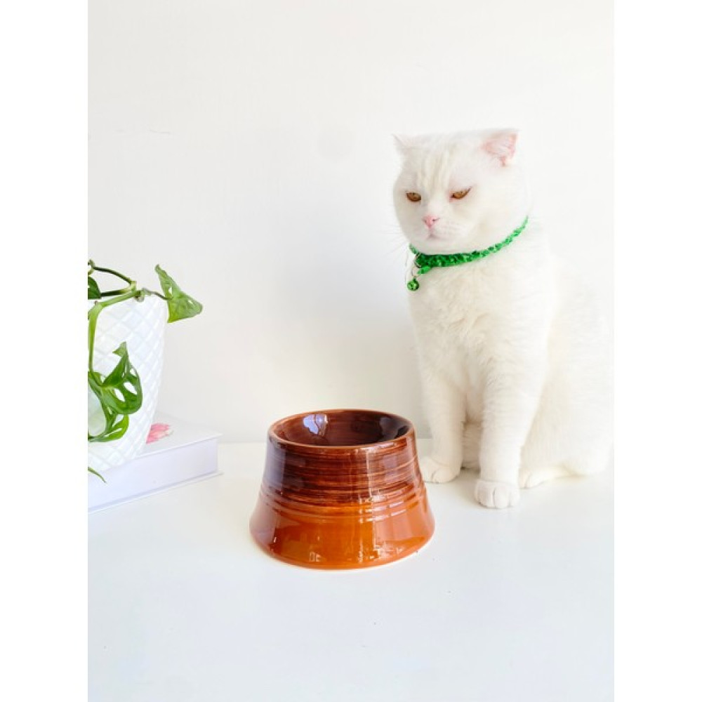 Stilin Bu Seramik Kedi ve Köpek Mama Su Kabı Colorful Moon Bowl Kahverengi Açık Kahverengi Evcil Hayvan Ürünleri Fiyatı