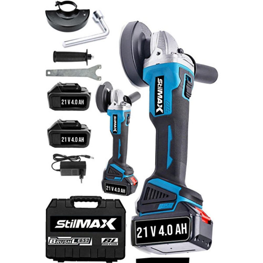 Stilmax 21V 4 Ah Brushless Motor Turbo Şarjlı Metal Başlık Çift Akülü Spiral Taşlama Metal Kesme 125MM - 21 V Taşlama Makinesi Fiyatı