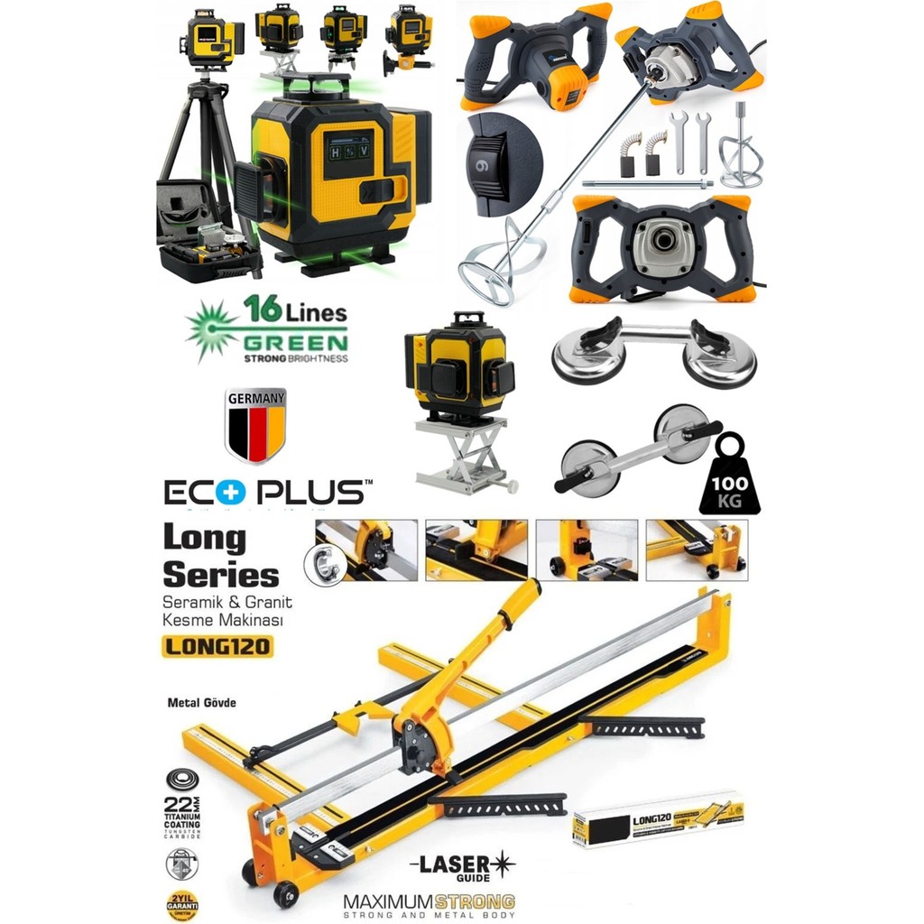Stilmax Ecoplus4 Seramik Usta Seti : Boya ve Harç Karıştırıcı Mikser-2'li VANTUZ-120MM Fayans Kesme-Lazer - Altın Mikserler Fiyatı