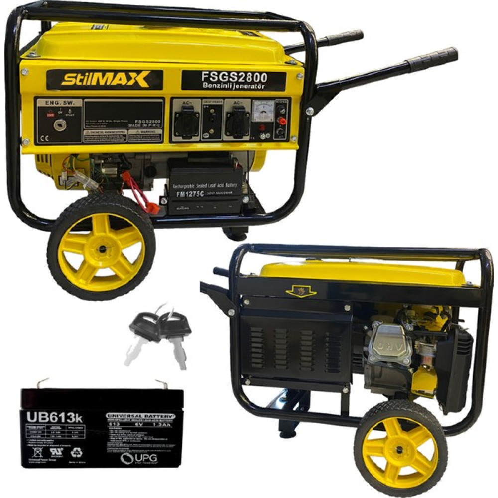Stilmax Germany FSGS2800 Marşlı Ipli Tekerlekli Benzinli Jeneratör 2.8kw 7.5hp Bakır Sargılı + Akü Hediye Nalburiye & Hırdavat Fiyatı