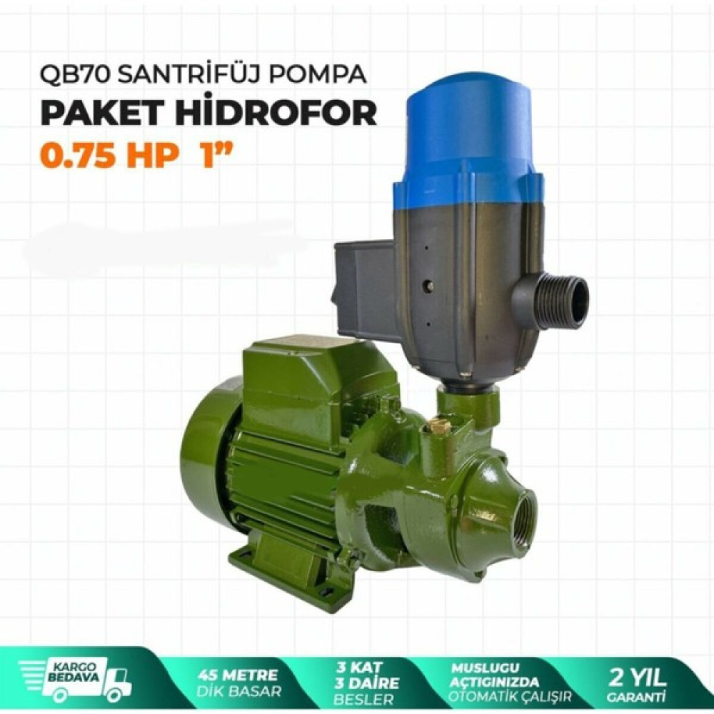 Stilmax Germany QB70 Santrifüj Otomatik Pompa Paket Hidrofor 0,75 Hp 1" Eldiven +Kontrol Kalemi Su Motoru Fiyatı