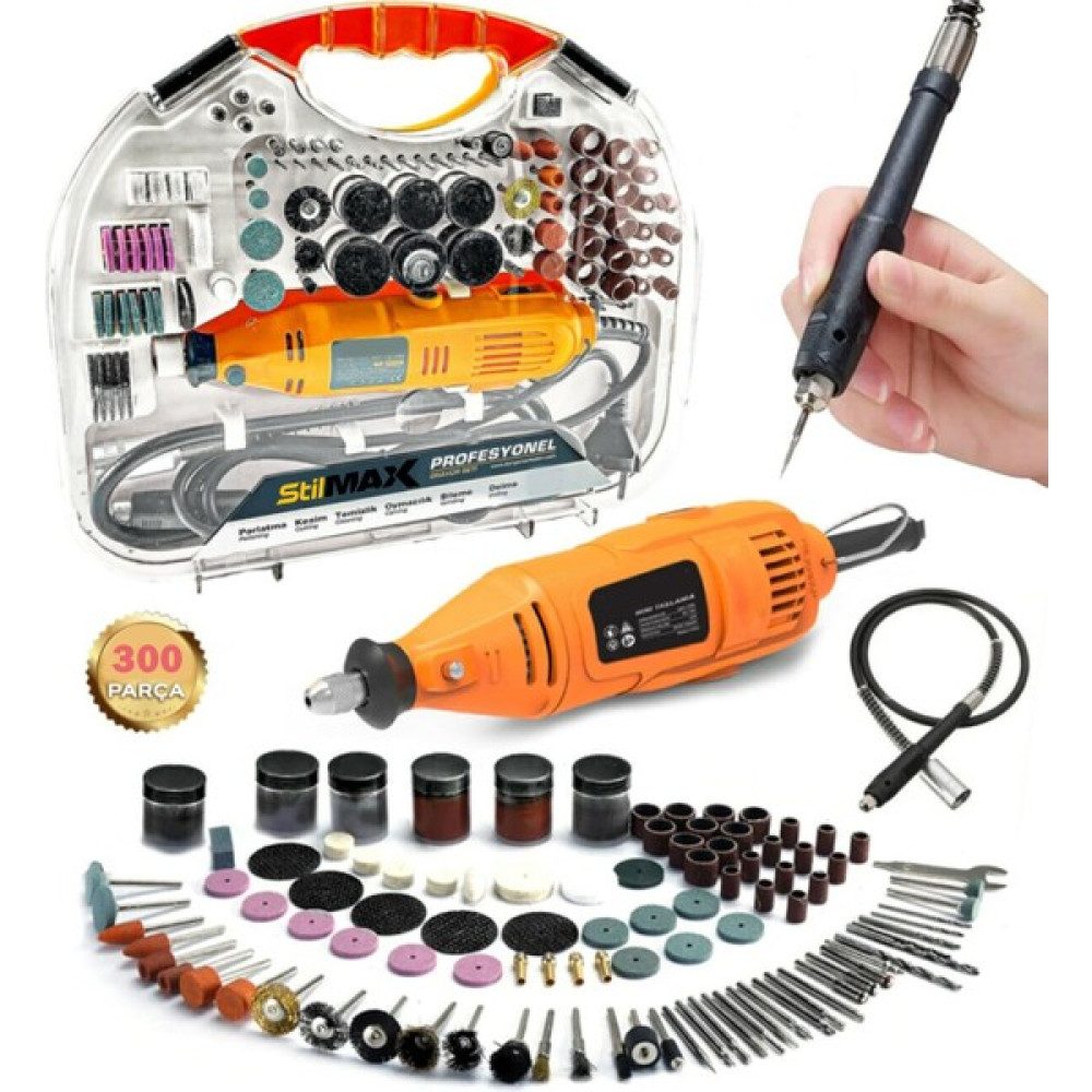 Stilmax Germany Style 300 Parça 450 Watt 60.000 Rpm 6 Kademe Devirli Hobi Gravür Zımpara Çantalı Set Elektrikli El Aletleri Fiyatı