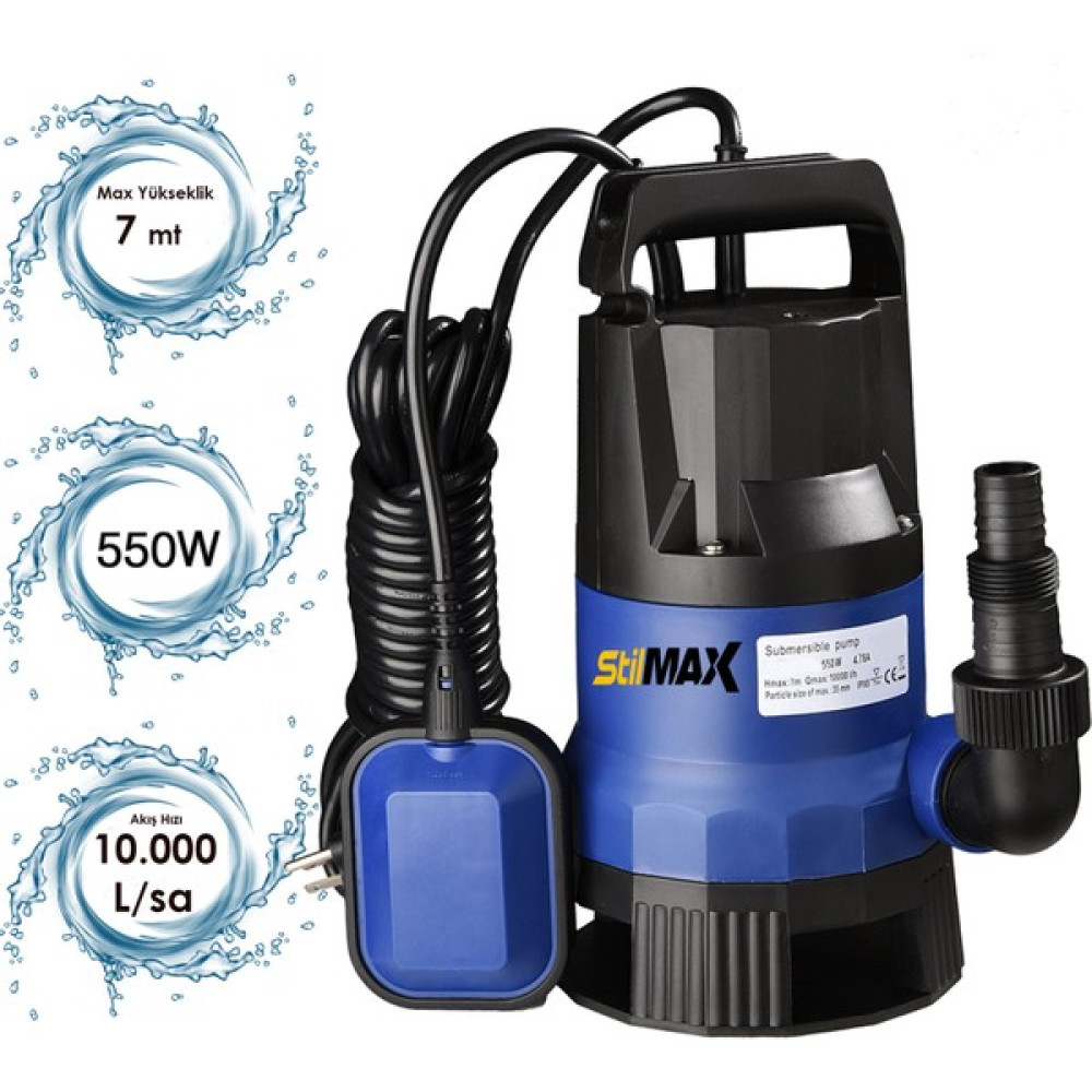 Stilmax QSB550 550W Plastik Gövdeli Kirli ve Temiz Su Dalgıç Pompa Seti Şamandıralı Otomatik Paket Su Motoru Fiyatı