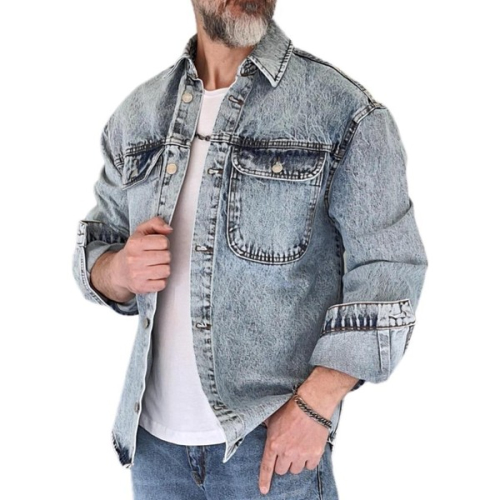 StilStop Mavi Yıkamalı Rahat Kalıp Kot Ceket Gömlek Erkek Ceket Fiyatı