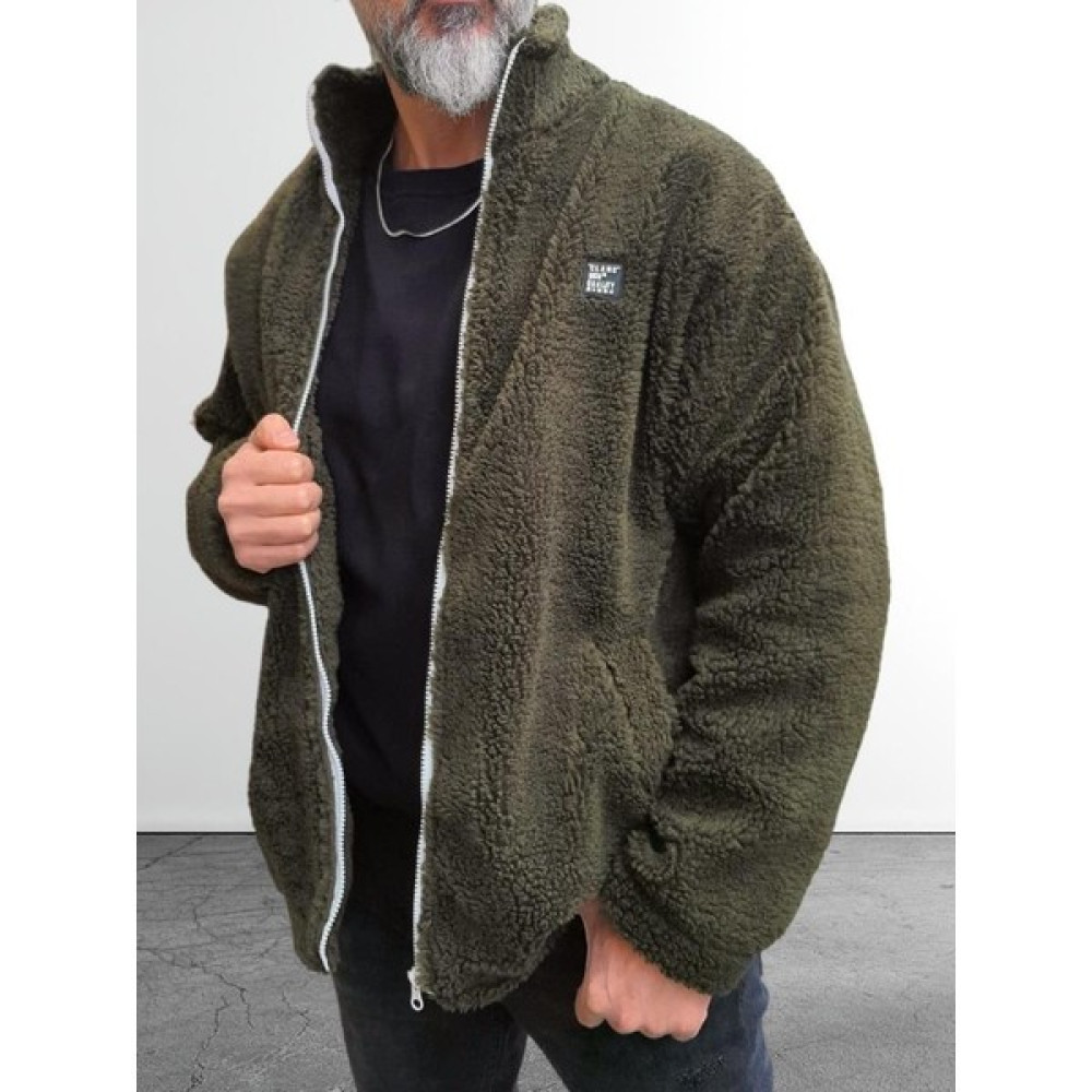 StilStop Oversize Fermuarlı Peluş Ceket Haki Erkek Ceket Fiyatı