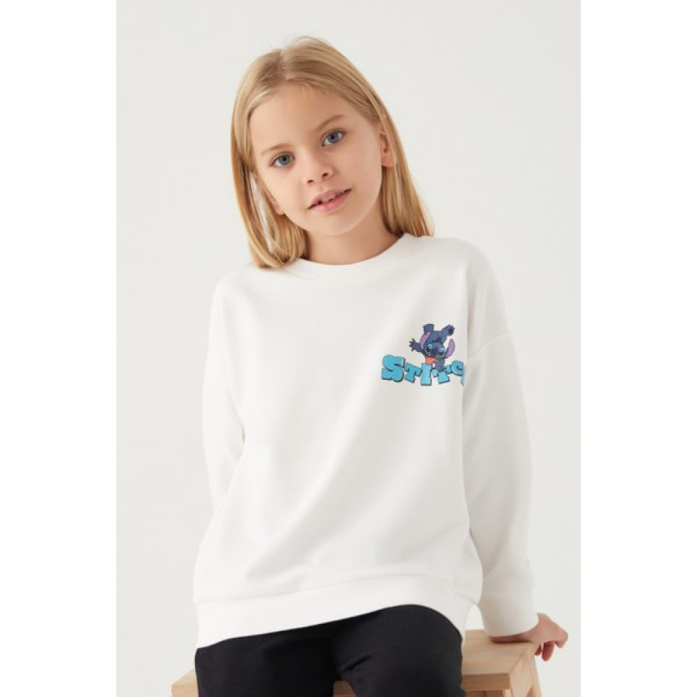 Stitch Shape Krem Kız Çocuk Sweatshirt Kız Çocuk Sweatshirt Fiyatı