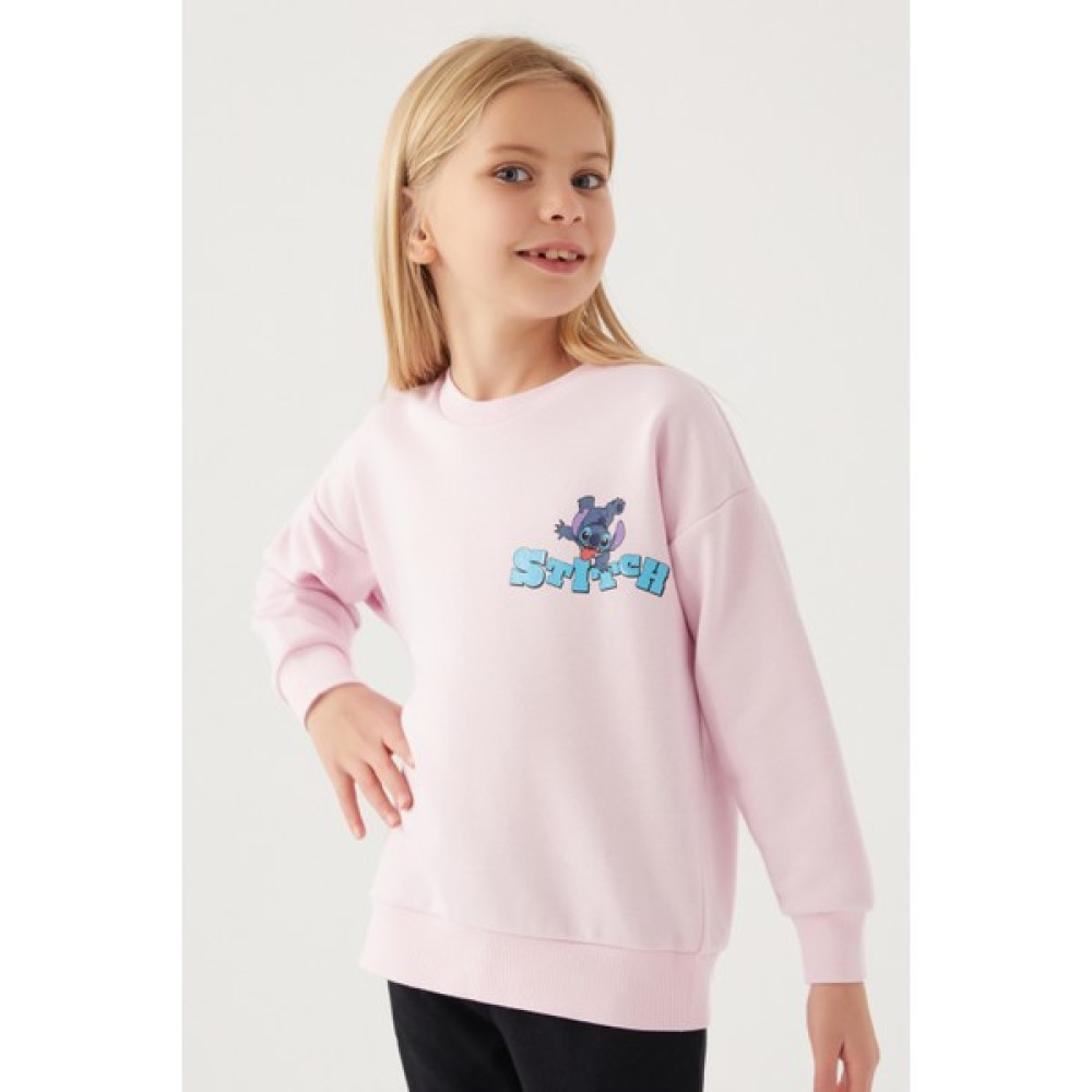 Stitch Shape Toz Pembe Kız Çocuk Sweatshirt Kız Çocuk Sweatshirt Fiyatı