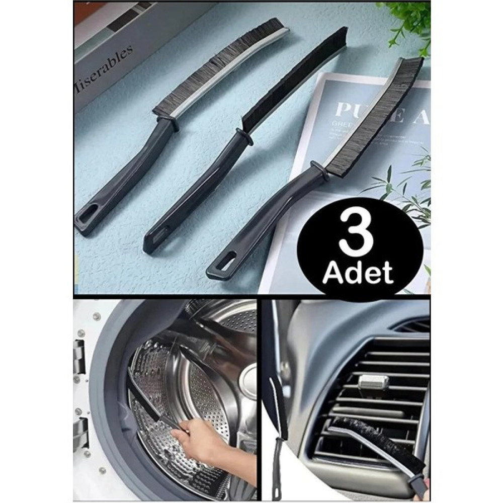 STLife 3 Adet Dayanıklı Sert Kıllı Çok Amaçlı Ince Temizlik Fırçası Derz Banyo Mutfak Lavabo Detay Temizlik - Siyah Parlatıcı ve Temizleyiciler Fiyatı