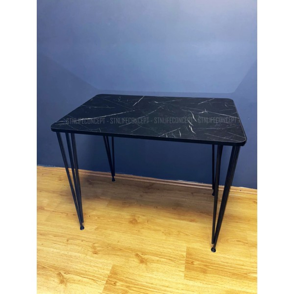 STN Life Concept Mutfak Masası 60X90CM Metal Ayaklı Balkon Masası Çalışma Masası Siyah Mermer Desen - Renkli Yemek & Mutfak Masası Fiyatı