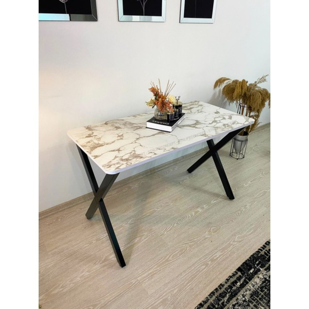 STN Life Concept x Ayaklı Mutfak Masası Balkon Cafe Masası 60X120CM Beyaz Mermer Desen Yemek & Mutfak Masası Fiyatı