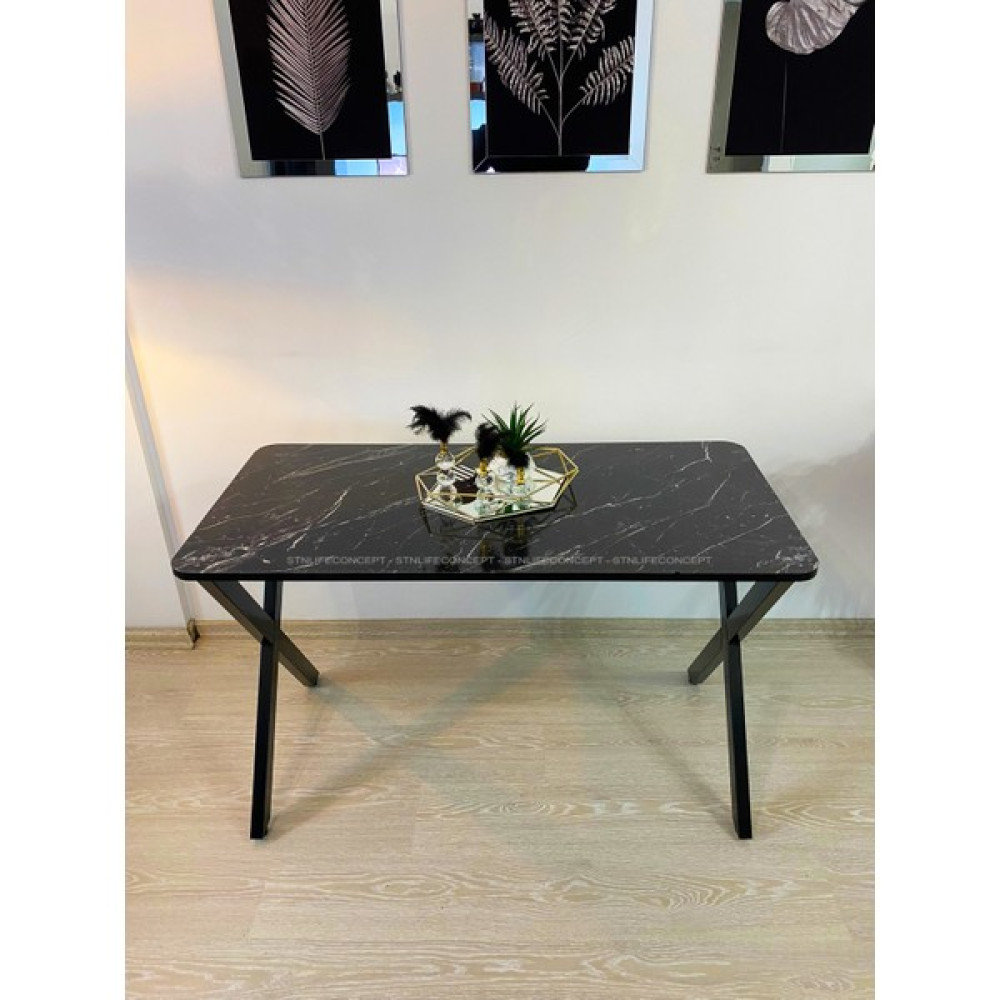 STN Life Concept x Ayaklı Mutfak Masası Balkon Cafe Masası 60X120CM Siyah Mermerdesen Yemek & Mutfak Masası Fiyatı
