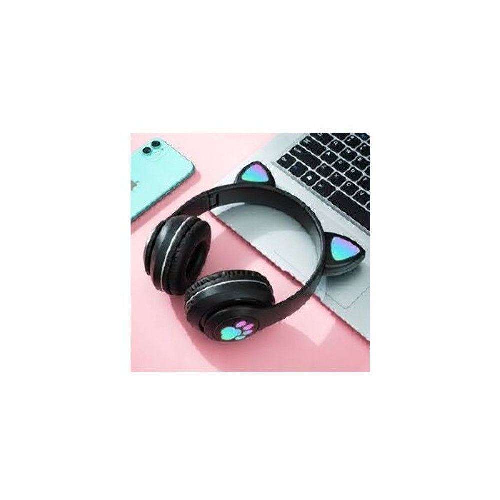 STN28 Kablosuz Kedi Kulaklık Şarjlı LED Işıklı Bluetooth Kulaklık Aux Sd Kart - Siyah Oto Boyaları Fiyatı