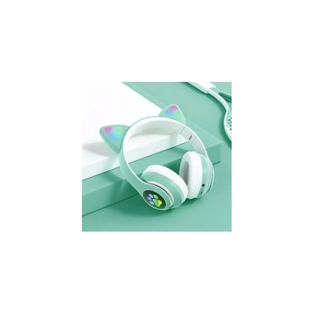 STN28 Kablosuz Kedi Kulaklık Şarjlı LED Işıklı Bluetooth Kulaklık Aux Sd Kart - Turkuaz Oto Boyaları Fiyatı