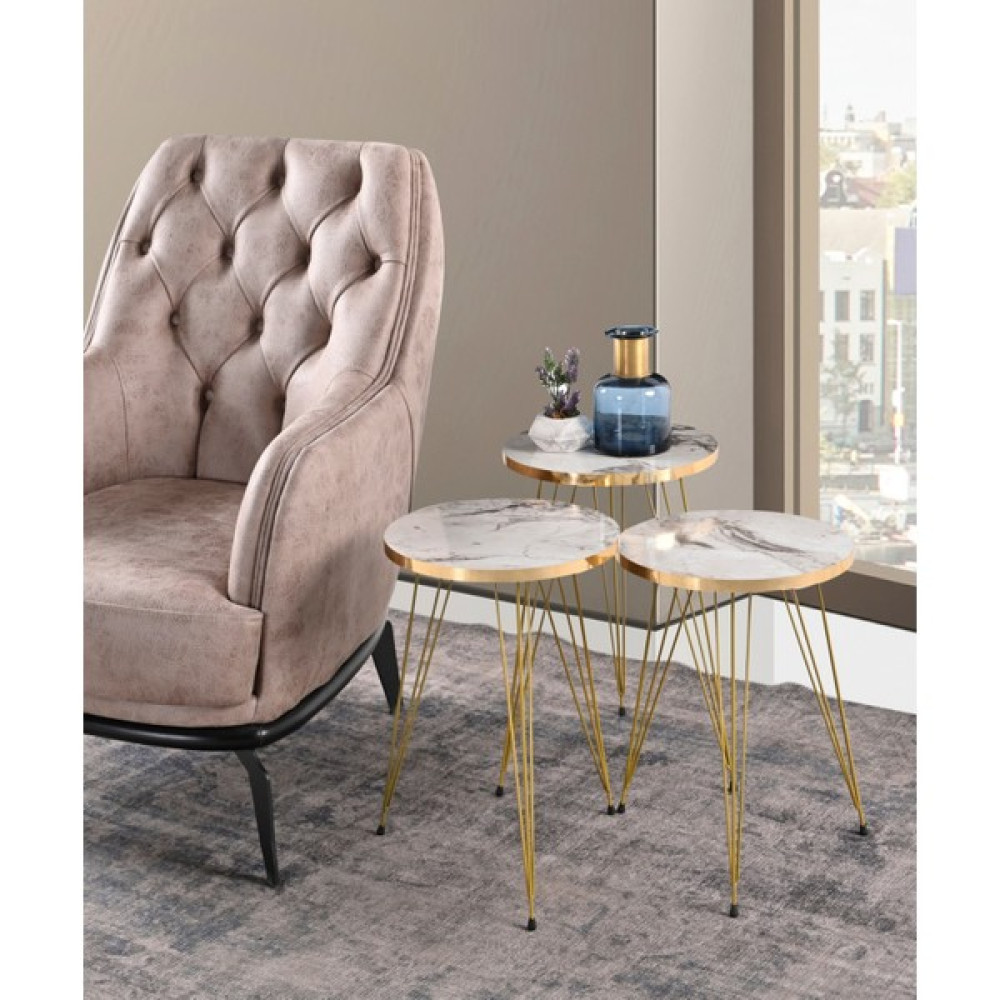 stnlifeconcept 3lü Zigon Sehpa Gold Kenar Gold Metal Ayaklı Efes Zigon Sehpa Fiyatı