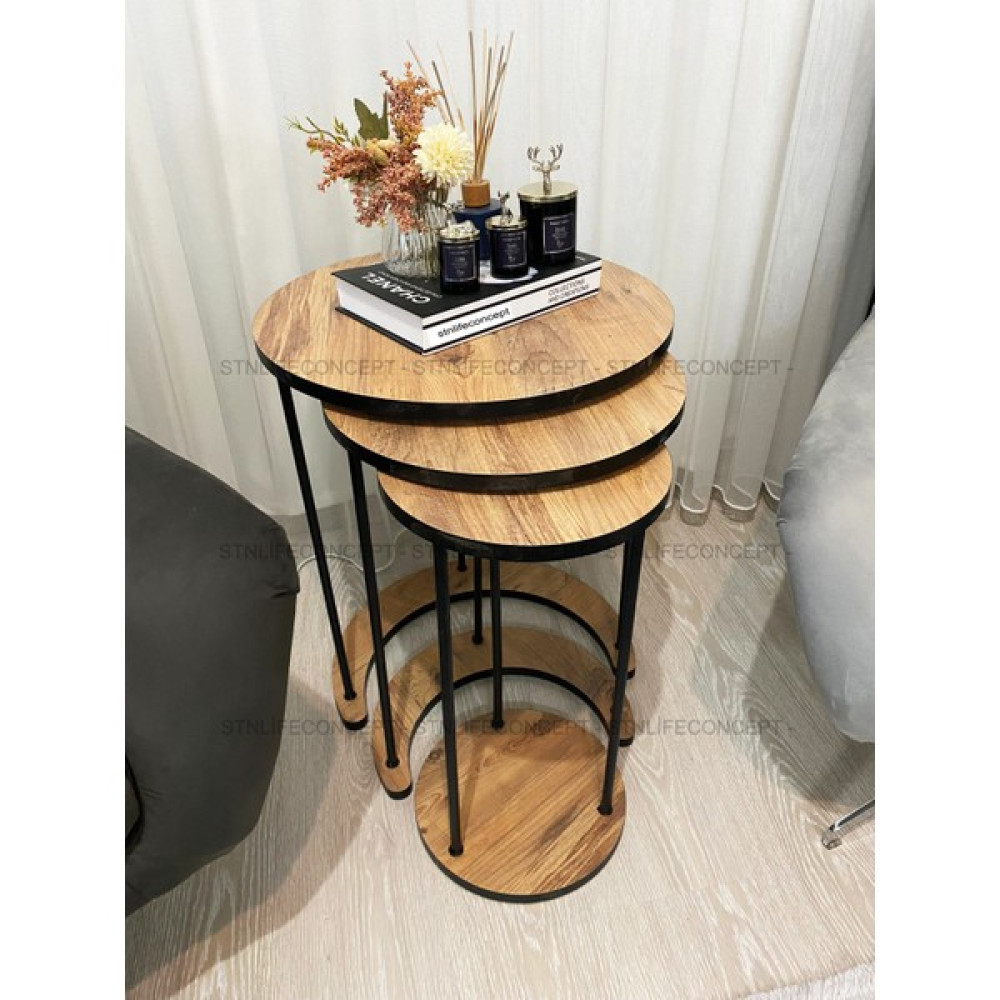 stnlifeconcept 3lü Zigon Sehpa Seti Servis Sehpası Yan Sehpa Atlantik Çam Zigon Sehpa Fiyatı