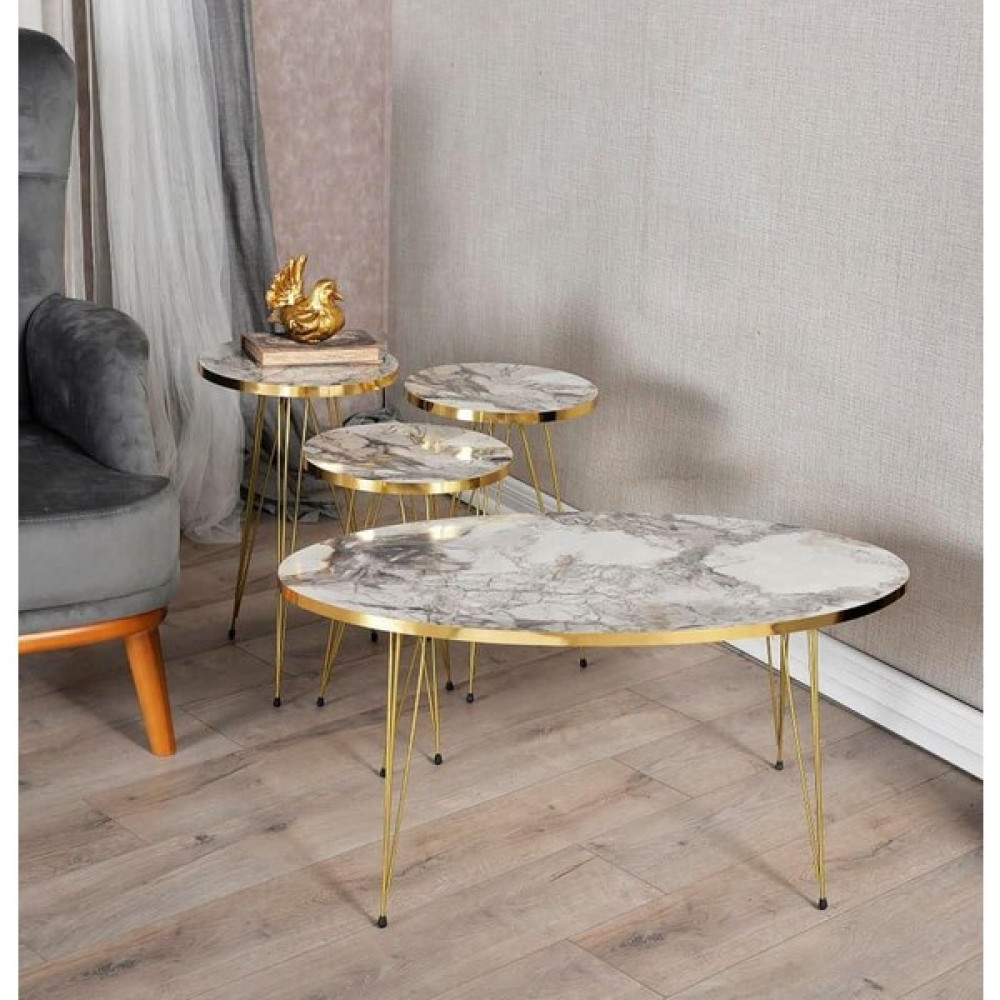 stnlifeconcept 3lü Zigon Sehpa ve Orta Sehpa Seti Efes Gold Zigon Sehpa Fiyatı