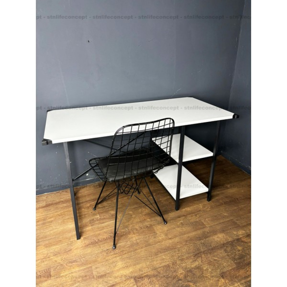 stnlifeconcept 60X120CM Çalışma Masası ve Tel Sandalye Seti Şık Çalışma Ortamı - Beyaz Çalışma Masası Fiyatı