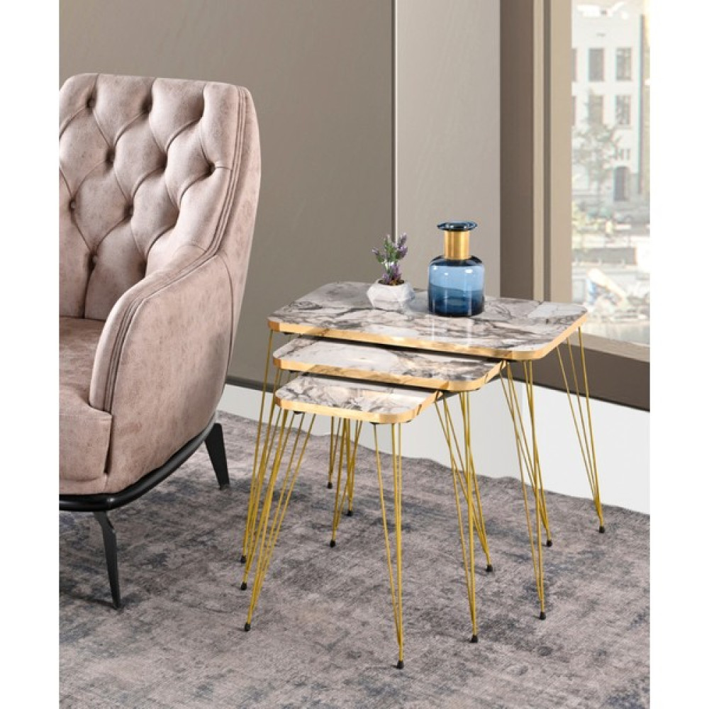stnlifeconcept Zigon Sehpa 3lü Kare Servis Sehpası Gold Ayak Efes Zigon Sehpa Fiyatı