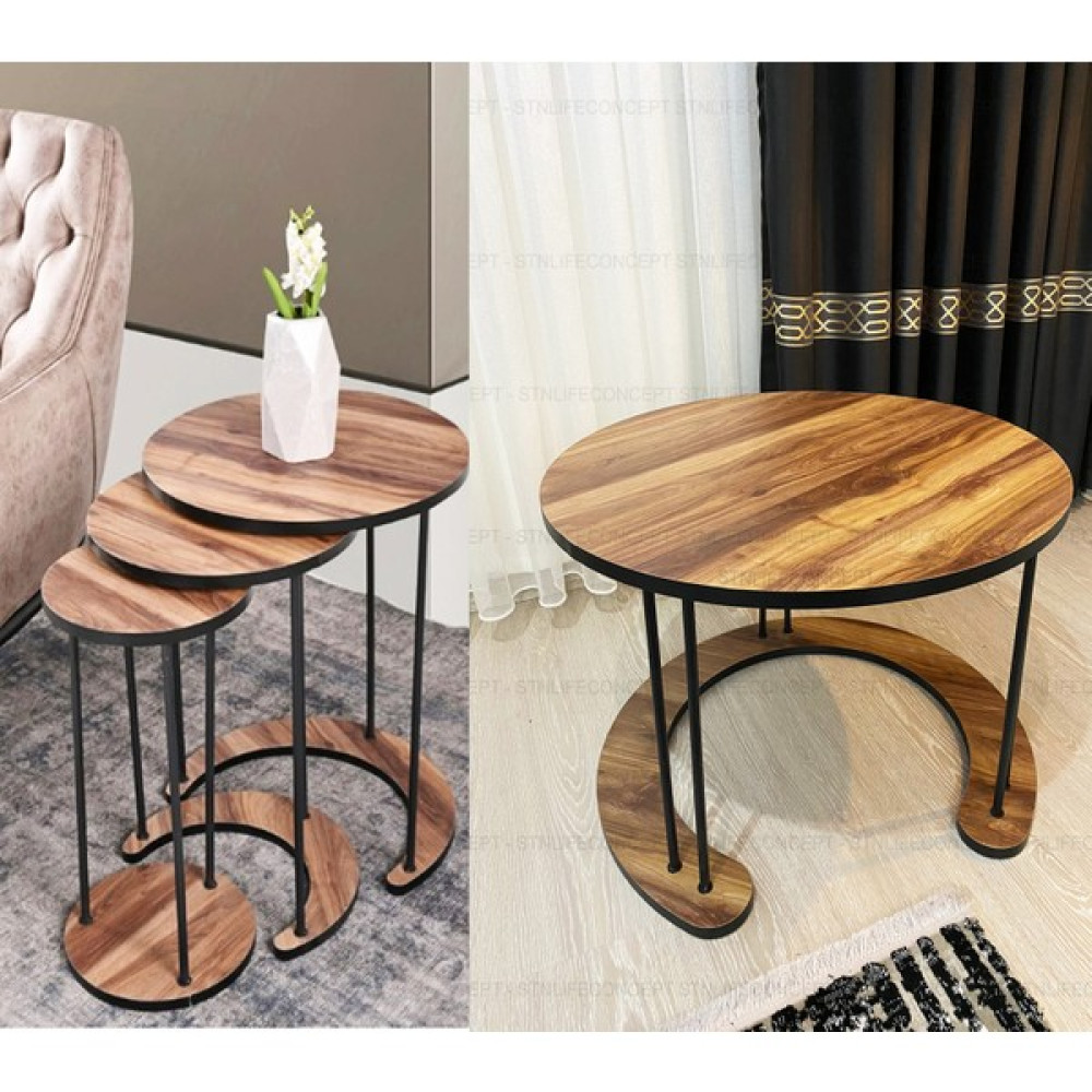 stnlifeconcept Zigon ve Orta Sehpa 2li Kombin Seti Ceviz Zigon Sehpa Fiyatı