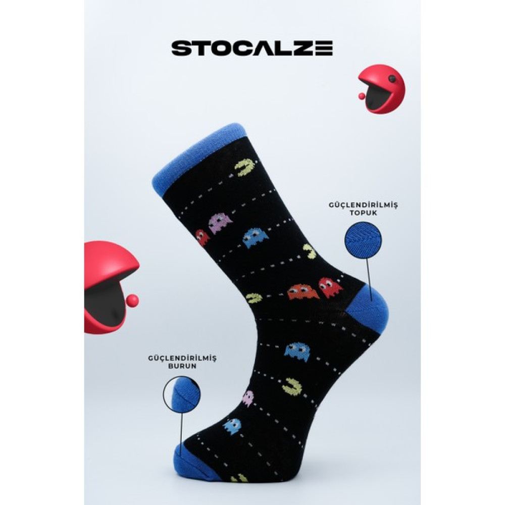 Stocalze Organik Pamuklu Çok Renkli ve Pac Man Desenli 5'li Çorap Kutulu Set Çorap (Outdoor) Fiyatı