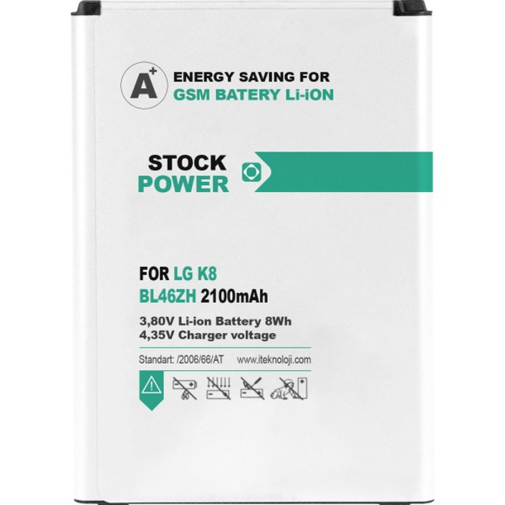 Stock Power Lg K8 (BL-46ZH) Batarya 2100 Mah Cep Telefonu Bataryası Fiyatı