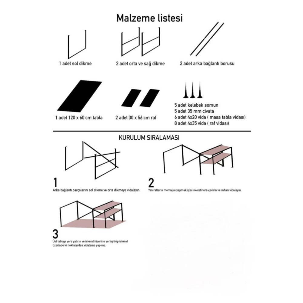 STONE CONCEPT MOBİLYA Çalışma Masası Concept Metal Ceviz 60x120 Ofis Bilgisayar Çalışma Masası Fiyatı